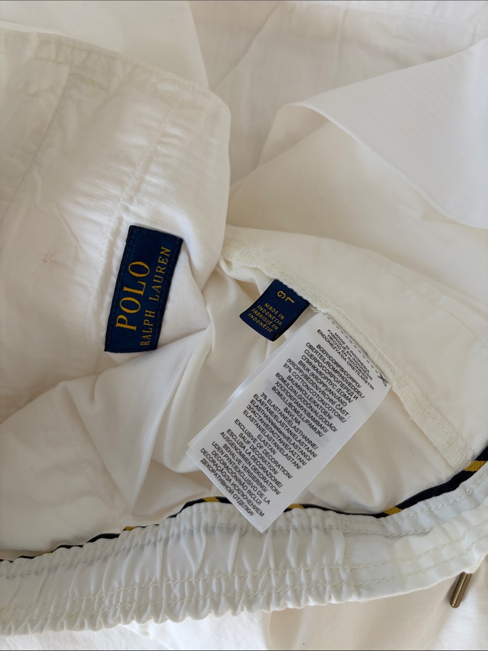 Polo by Ralph Lauren Men’s White Drawstring Cotton Chinos - Picture 2 of 3
